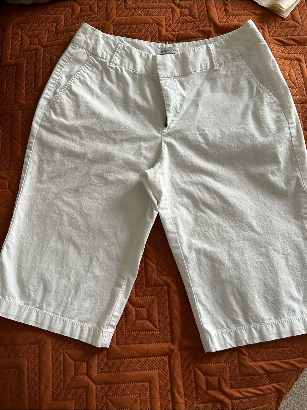 Liz Claiborne White Womens Flat Front Shorts